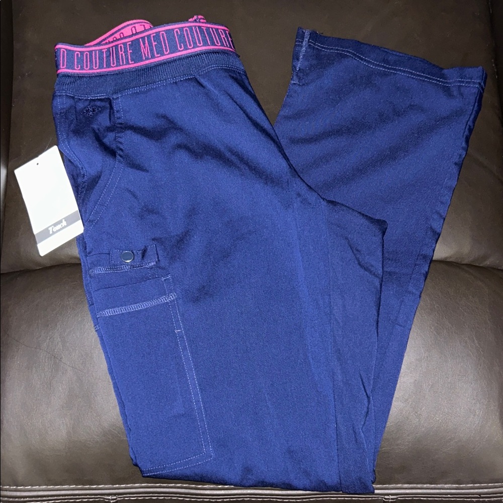 Med Couture Blue Pants with Pink Waistband